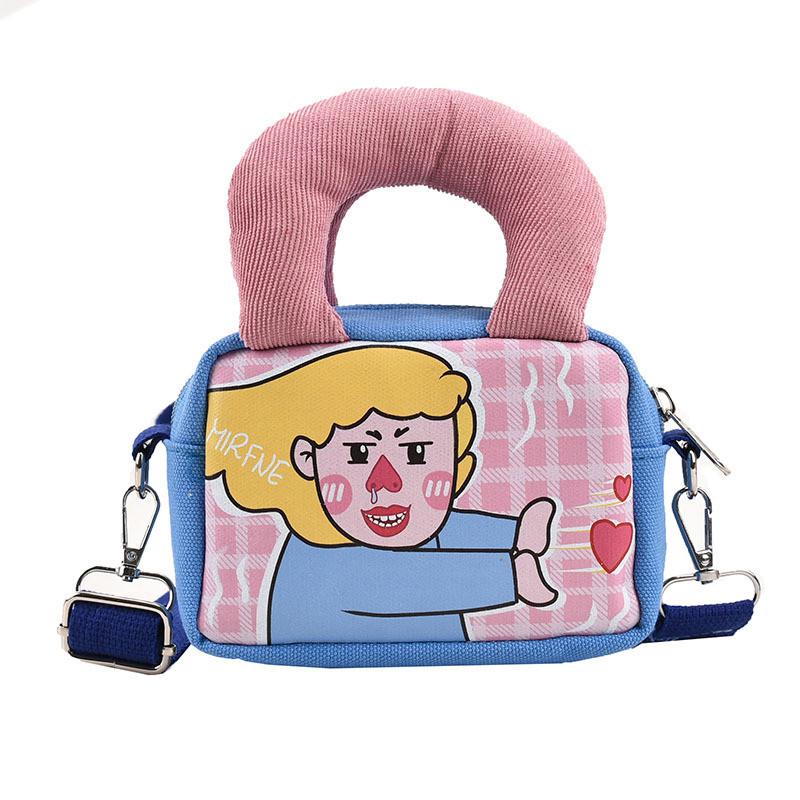 Canvas Cartoon Mini Crossbody Bag With Zipper Closure For Casual Travel And Girls