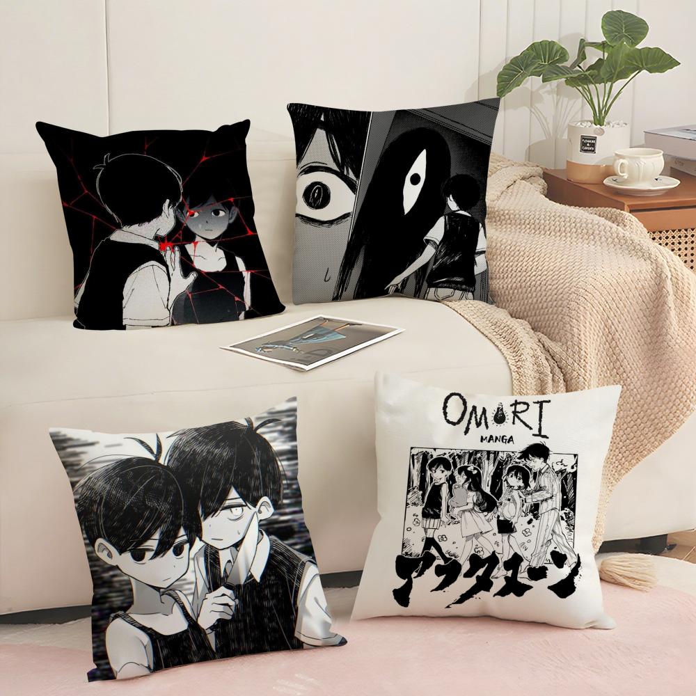 Game Anime O-Omori Cushion Cover Silky Short Plush Sofa Pillow Cover Hidden Zipper Soft Dustproof Case for Home Decor