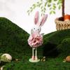 Funny Standing Easter Bunny Ornament Cartoon Cute Flower Rabbit Figurine Handmade Colorful Bunny Decor Easter Party