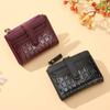 Multi-card Slots Women Short Wallet Fashion Leather Solid Color Women Clutch Crocodile Print Waterproof Card Bag