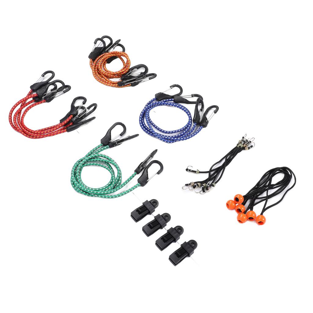 28 Pcs Set Bungee Cord High Elasticity Rubber Tie Down Strap with Hook for Luggage Camping Tent