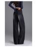 Women's High Waist Velvet Straight Leg Jeans - 2025 Trendy Narrow-Wide Pants for Autumn & Winter