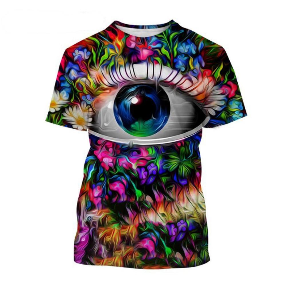 Nové Horký Prodej Oční Umění 3D Tisk Pánské Tričko s Krátkým Rukávem Módní Ležérní Design Lidského Obličeje Orgán Oko Potisk Krátký Rukáv Top
