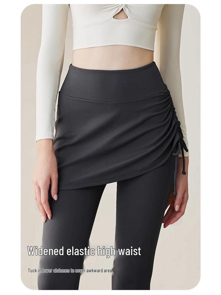 Women's Plus Size 2025 Shark Pants: Fake Two-Piece Long Sports Pants with Velvet Thickening – Perfect for Autumn/Winter Yoga and Fitness Skirt Style.