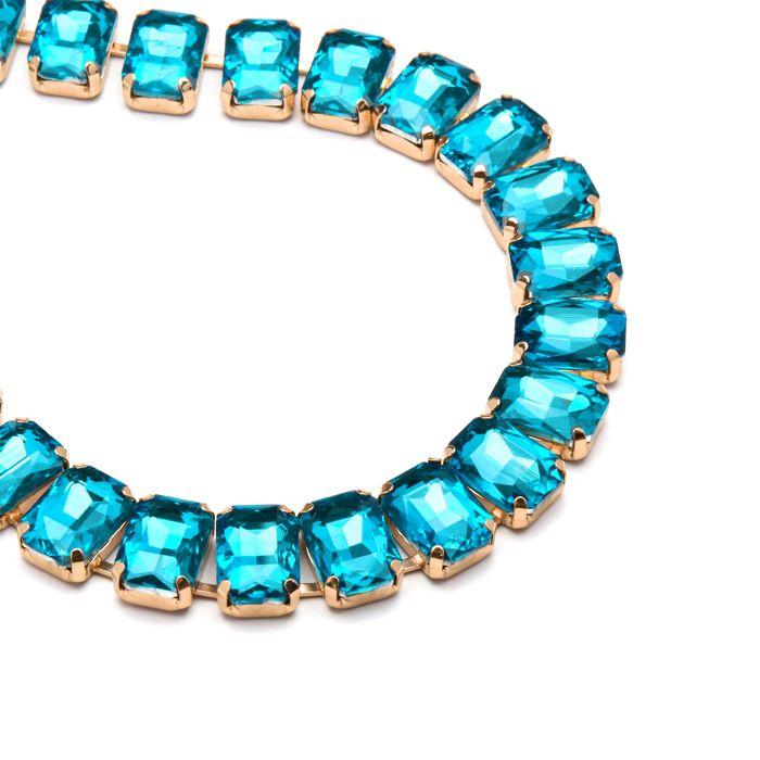 Collier - Luxenter - Ankek - Cristal bleu - Or jaune 18 carats - 44 cm + 10 cm de rallonge