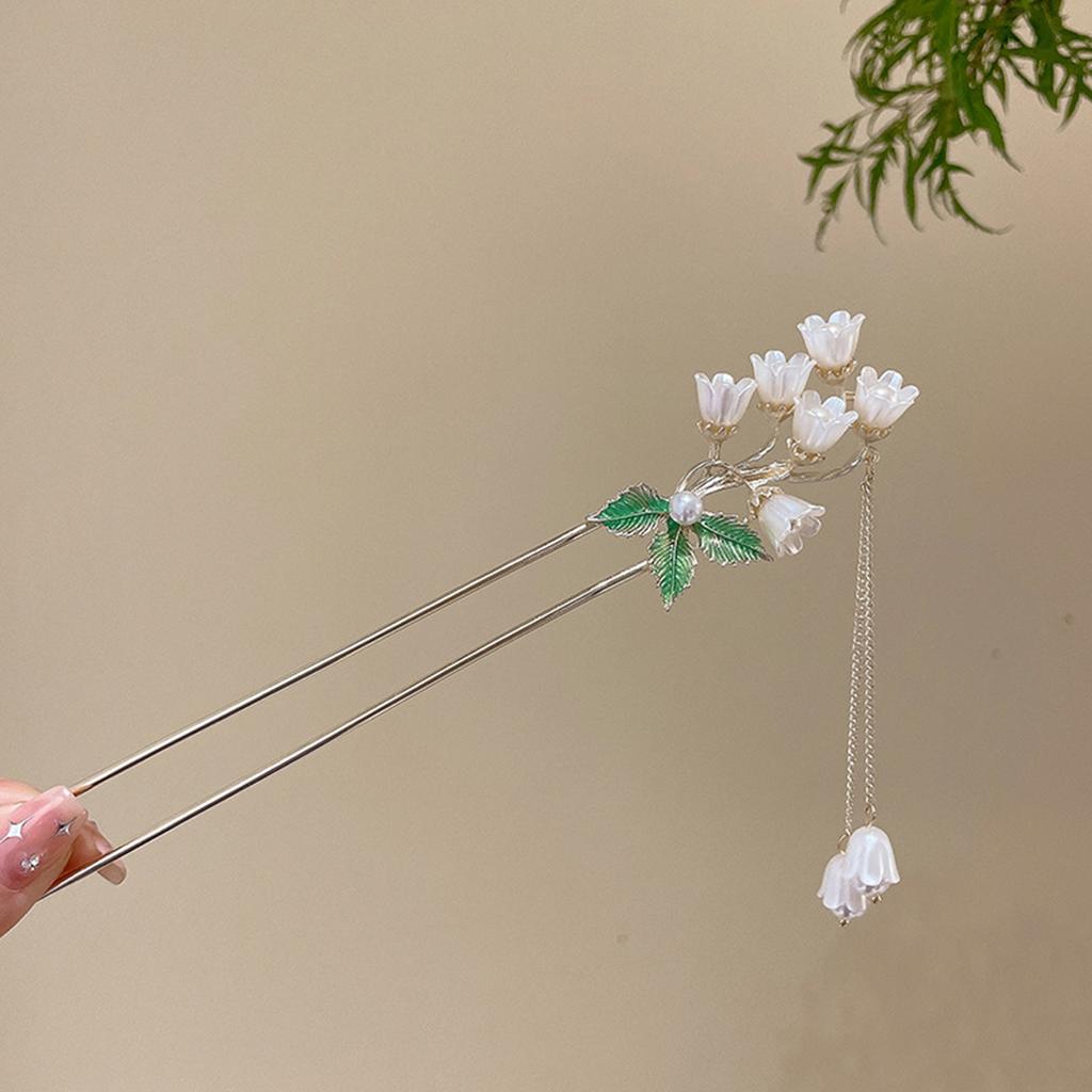 Elegant Chinese Style Hair Accessories Vintage Spring Flower Element Hairpins Light Luxury Tassel Hair Stick For Women Girls