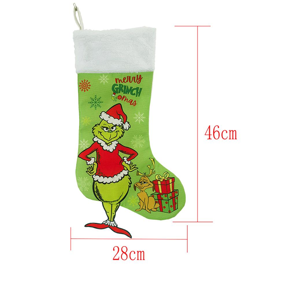 4pcs Grinch Christmas Stockings for Xmas  Fireplace Xmas Tree Hanging Decor