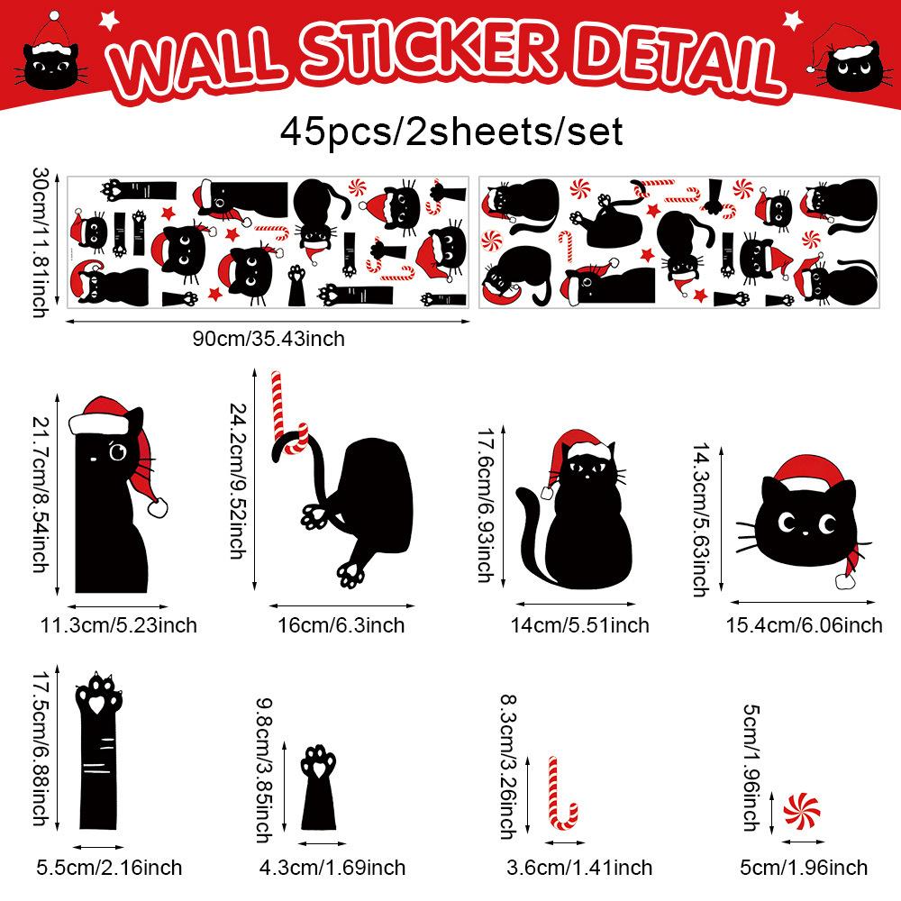Wall Sticker Christmas Wall Sticker Black Cat Star Atmosphere Christmas Window Sticker Refrigerator Sticker Kitchen Children's Room Wallpaper