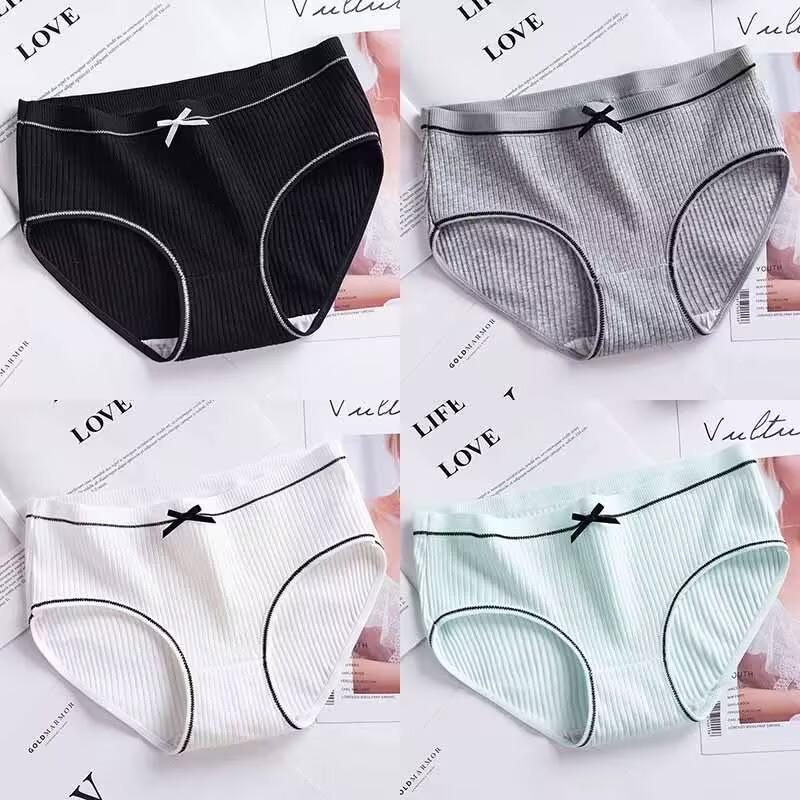 4Pcs/Set Cotton Underwear Women Seamless Briefs Underpants Breathable Mid-Waist Briefs for Female