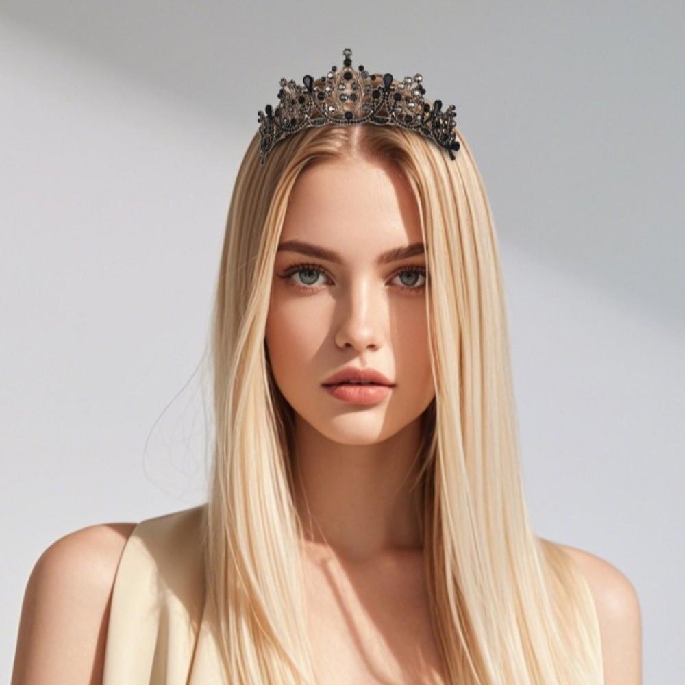 Metal Princess Tiara Gold Rhinestone Crown Luxury Baroque Crown Dress Accessories