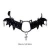 Punk Cat Necklaces Leather Wing Chokers Wing Necklaces Goth Neck Strap Alloy Material Party Accessories for Hot Girls