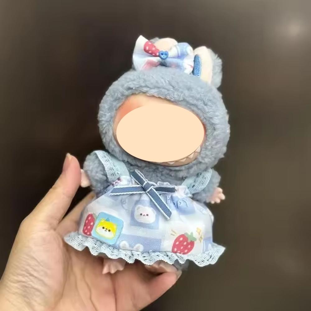 Rastgele 2 Set Mini Peluş Bebek Giysisi Kıyafet Aksesuarları 15-17cm Labubu İdol Tulum Koleksiyonu Giysi Hediye İçin Tasarlanmıştır