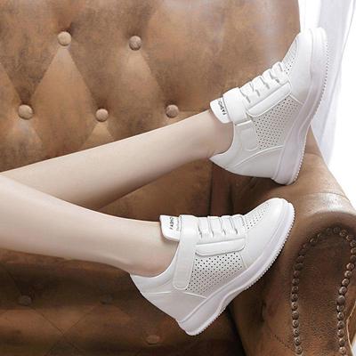 Spring Summer Fashion High Top Sneakers Women Flat Platform White Shoes Breathable Height Increasing 7.5cm