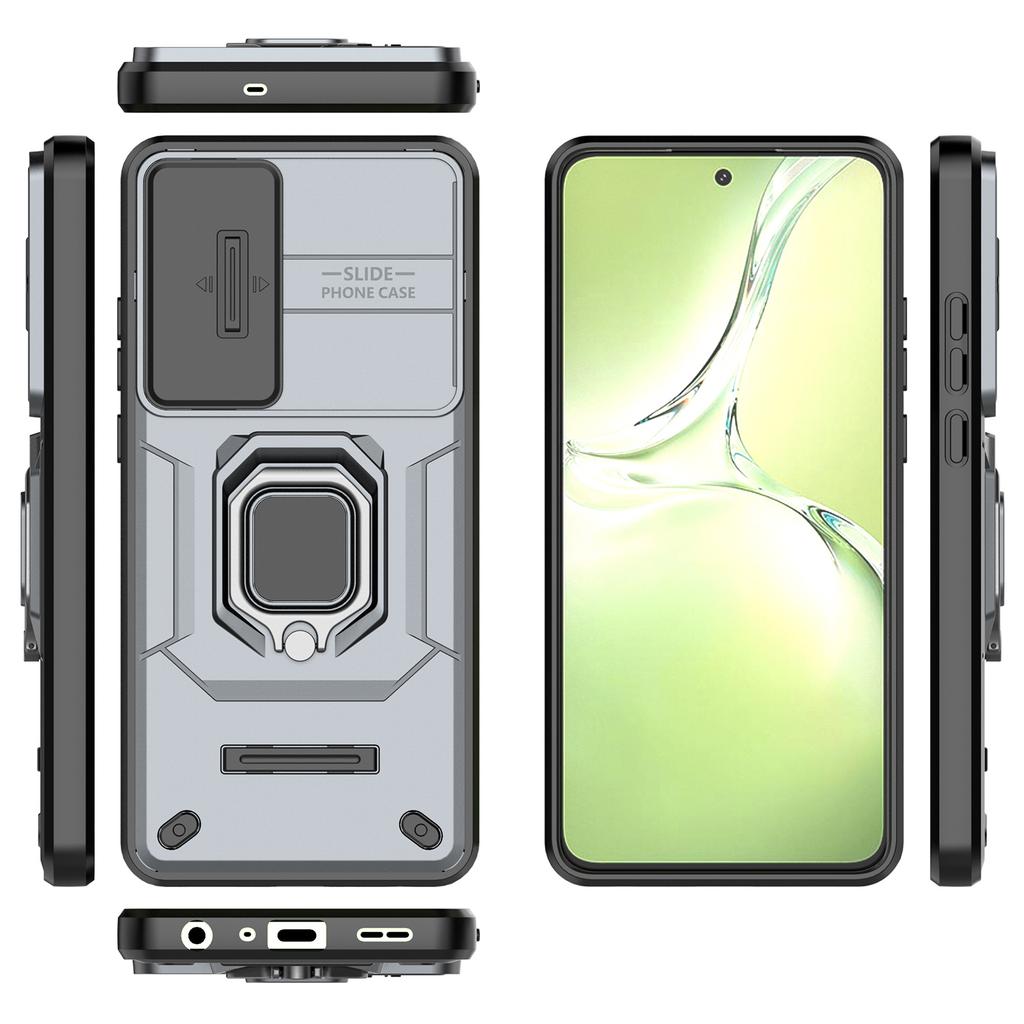 For OnePlus Nord CE4 Lite 5G/Oppo K12x 5G (China) Case Kickstand PC+TPU Phone Shell with Lens Cover