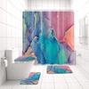Britimes 4 Pcs Shower Curtain Set, Pink and Green Marble Texture Abstract Shower Curtain with Non-Slip Rugs, Toilet Lid Cover and Bath Mat, Bathroom