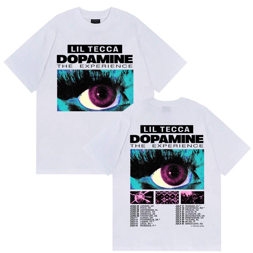 Rapper Lil Tecca Dopamne The Experience Tour 2025 Graphic T Shirts Men's Hip Hop  Fashion Cotton Short Sleeve T-shirt Streetwear