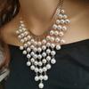 New Geometric Multi-layer Long Simulated-pearl Tassel Necklace For Women Trendy Fashionable Versatile Exaggerated Party Jewelry