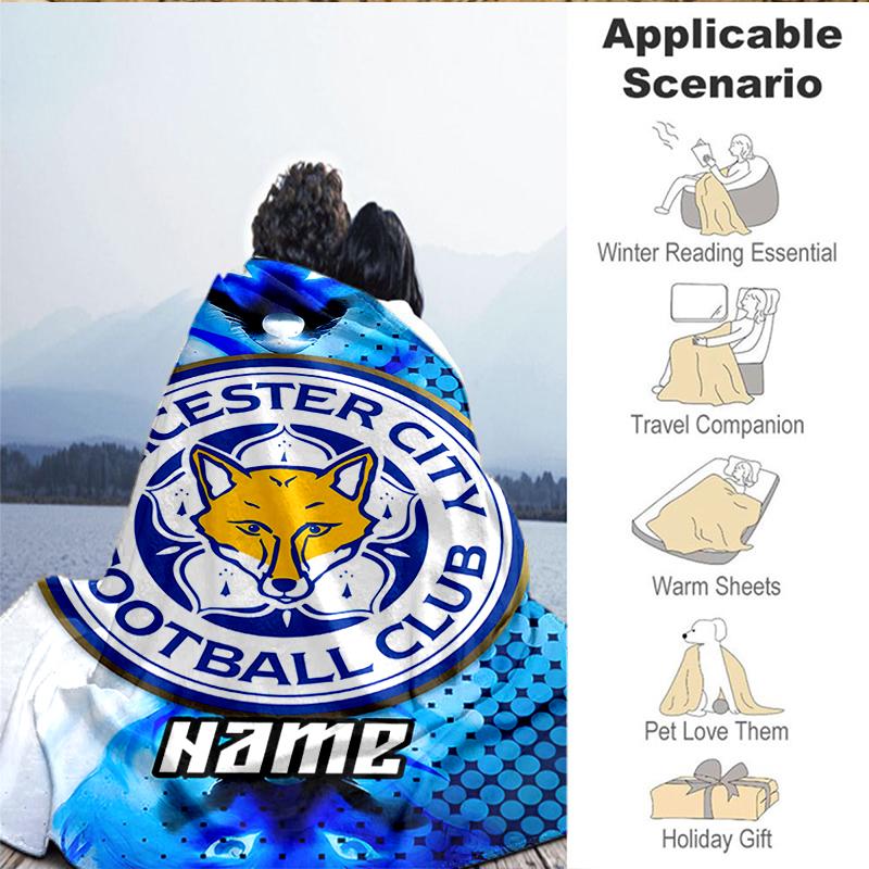 Custom Name Leicester FC Crest Blanket Lightweight Ideal Bedding Blanket Perfect for Travel, Camping, Living Rooms, Sofas, Christmas gift