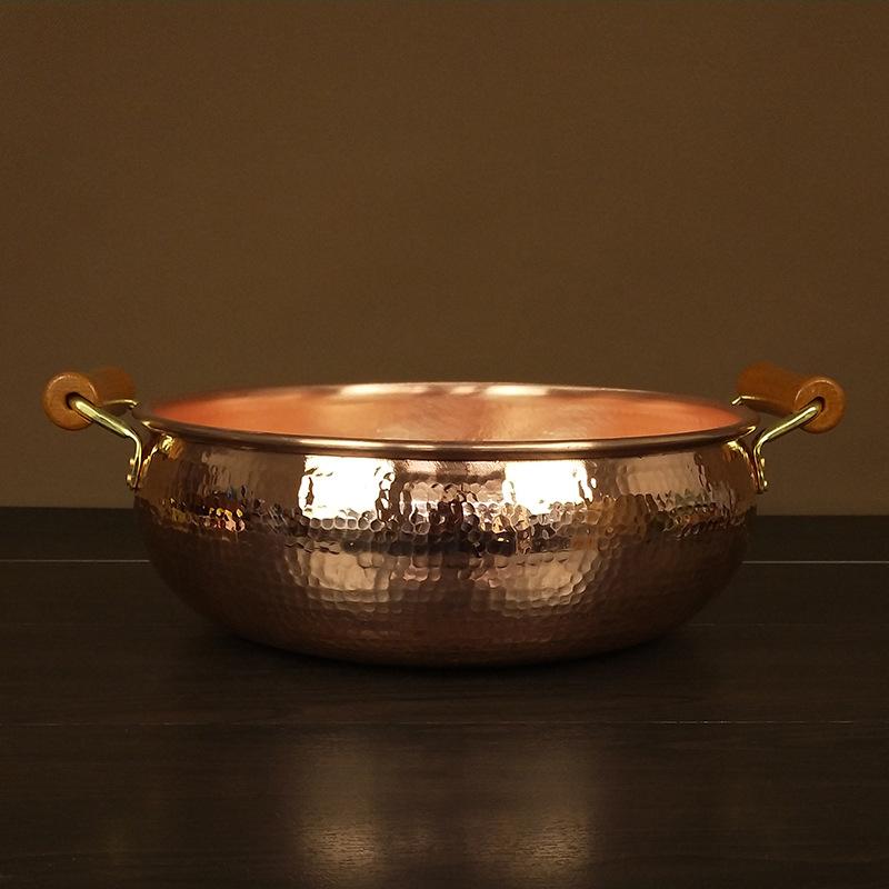 Old Copper Pot Induction Cooker Copper Pot Soup Pot Shabu Shabu Domestic Hot Pot Pots Anti Scalding Handle Copper Hot Pot