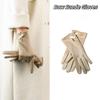 Soft Pu Leather Gloves Velvet Women Cycling Mittens Skiing Winter Bow Suede Gloves  Outdoor