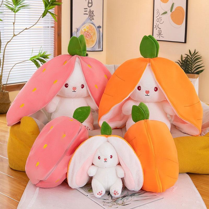 Creative Children's Bunny Doll-transforming Plush Toy With Carrot And Strawberry Options