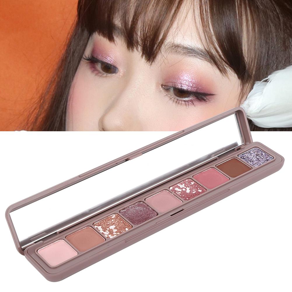 9Color Matte Glitter Soft Nude Eyeshadow Compact Earth Tone Cosmetics 13.5g