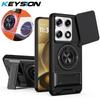 KEYSION Custodia Magnetica per Telefono per Motorola MOTO Signature 5G Protezione Fotocamera Scorrevole Cavalletto Verticale Anello a 360° Cover Antiurto