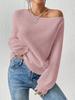 European and American style slanted shoulder one-word neck knitted sweater loose and lazy off-the-shoulder solid color long-sleeved sweater women