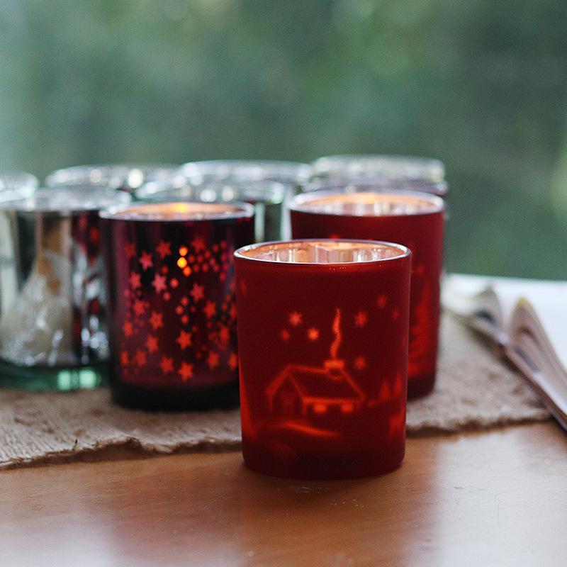 Świąteczny Kielich na Świecę Łoś Posrebrzany Świecznik Świecznik Szklany Pusty Kielich Transgraniczny Świecznik