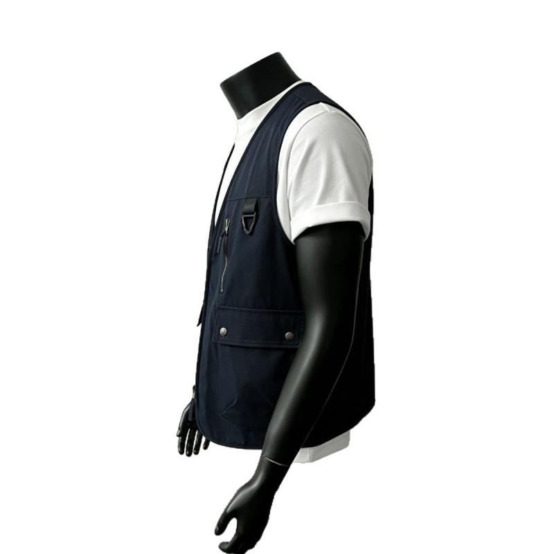 Mens Retro Workwear Vest Functional Sleeveless Jacket Outdoor Streetwear
