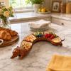 Ceramic Dachshund Shaped Snack Serving Dish Set Sectioned Appetizer Tray for Party Entertaining and Home Use