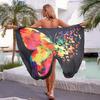 Women Beach Dress Versatile Spaghetti Strap Wrap Skirt Breathable Butterfly Wings Pattern Cover Up