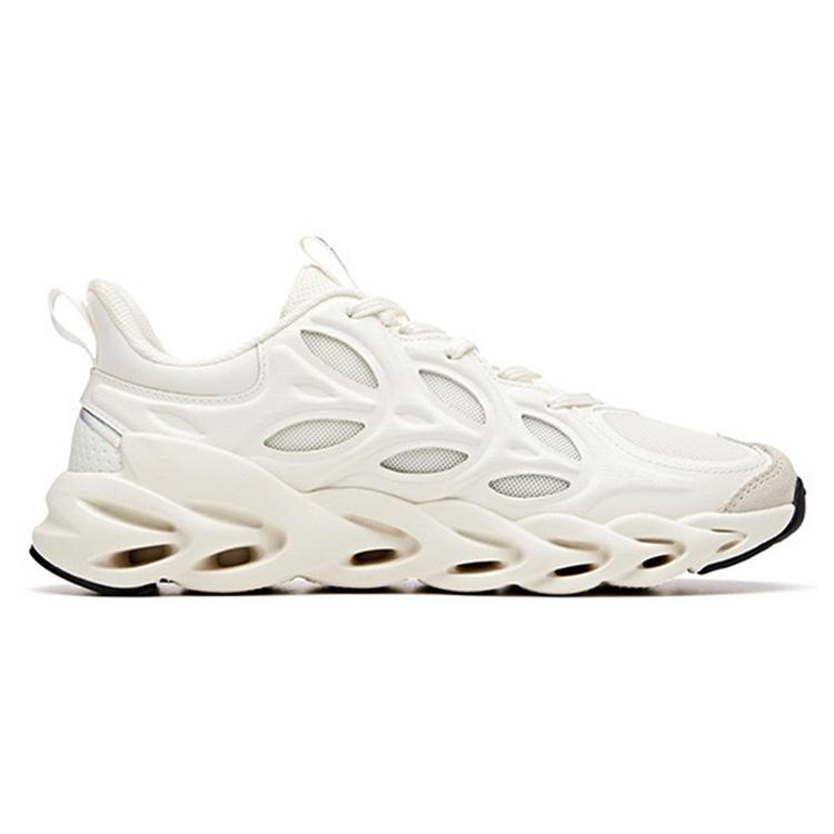Anta Textile, Synthetic Leather Cushioning Support Balance Impact Resistant Low top Running Shoes Men's Ivory White 912025566-1