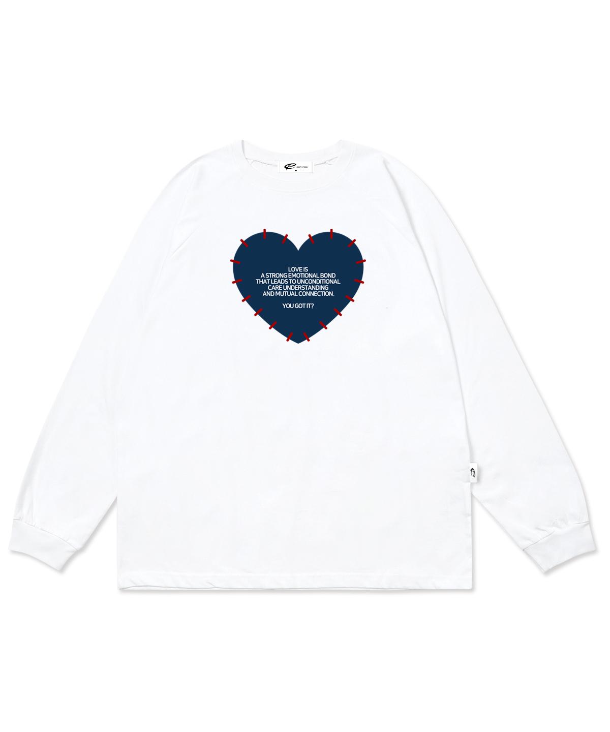 Escape From Navy Stitch Heart Print Long Sleeve White M