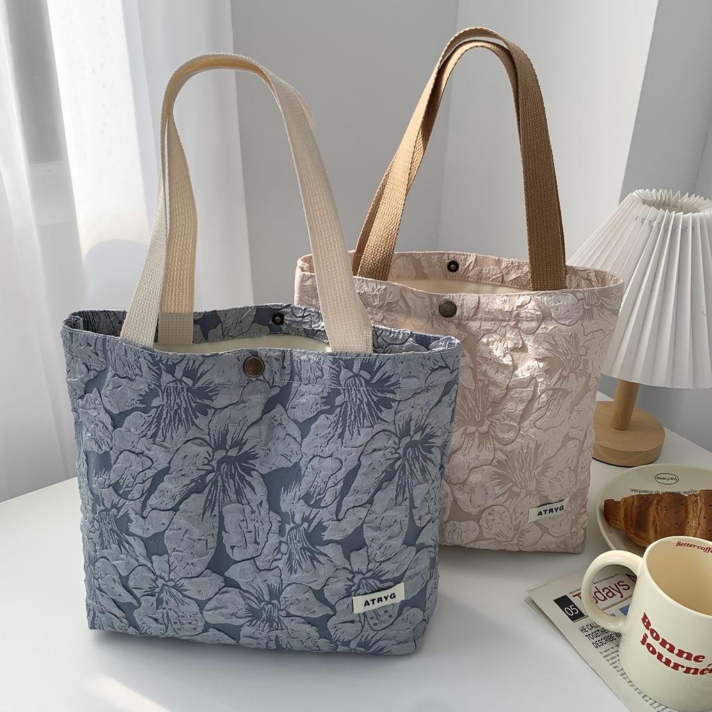Delicate Relief Flower Fabric Women's Shoulder Bags Fashi Versatile Female Handbags Casual Solid Color Ladies Bento Bags
