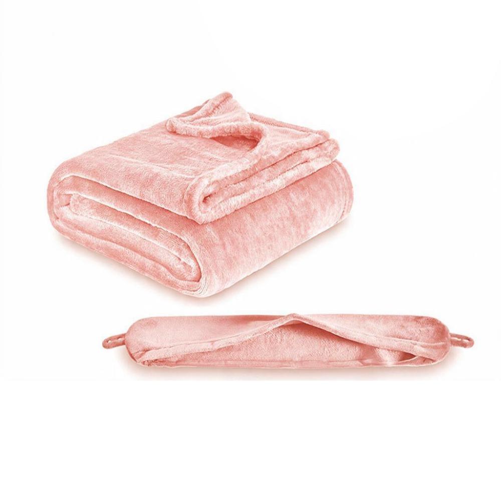 2 in 1 U-shaped Pillow and Blanket Flannel Space-saving Travel Pillow and Blanket Set Folding Solid Color Throw Blanket