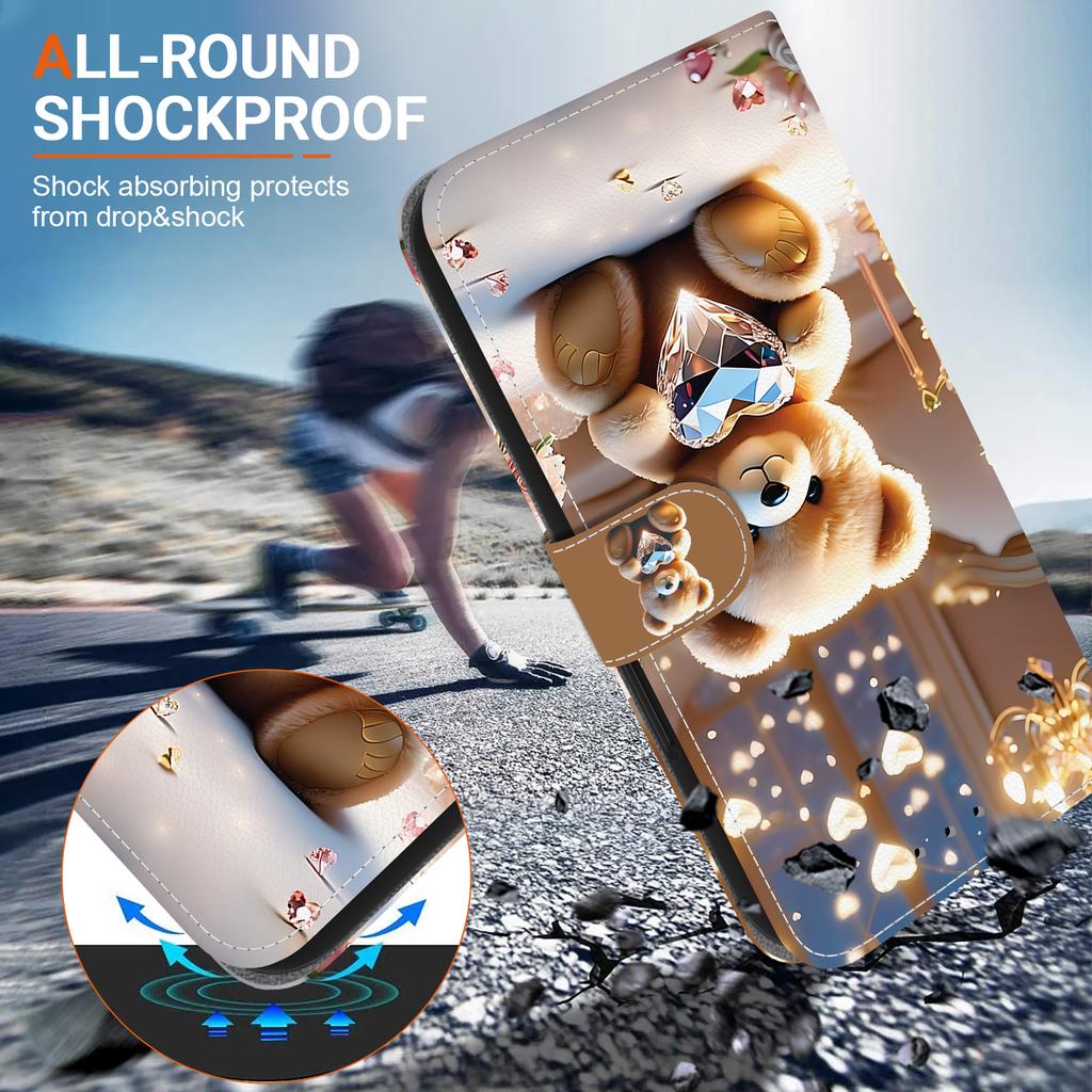 Handmade PU Leather Flip Case for Samsung A06/A06 5G (SM-A065F/A066B/A066M)- Anti-Slip Shockproof Cover with Wrist Strap & Heart/Rose Cat Designs