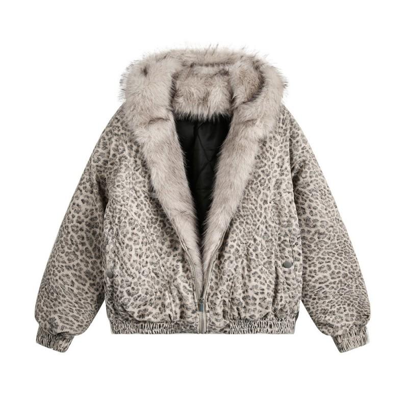 Mens Hooded Puffer Jacket Winter Thick Warm Cotton Coat With Faux Fur Collar Loose Fit Short Style Streetwear