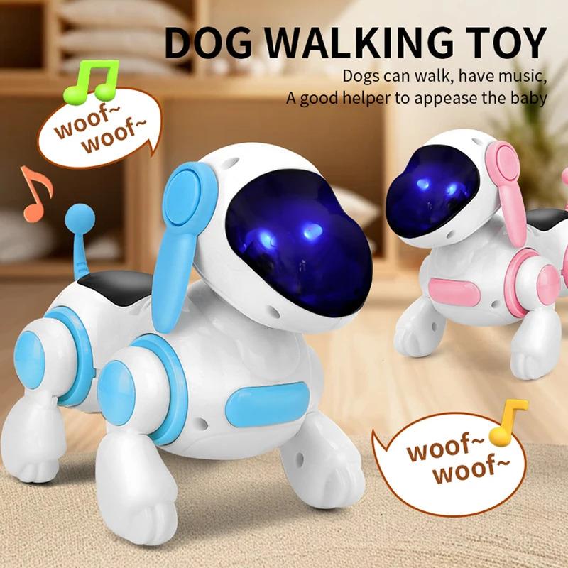 Intelligent interactive robot dog - simulates walking, emits light, makes sound and plays music (without battery)