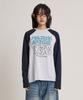 WAIKEI Maltese Archive Line Graphic Raglan Long Sleeve T-Shirt Melange White