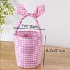 Grid Design Rabbit Ear Basket Breathable Material Plaid Pattern Easter Eggs Basket Bunny Ear Handle Moisture Resistant