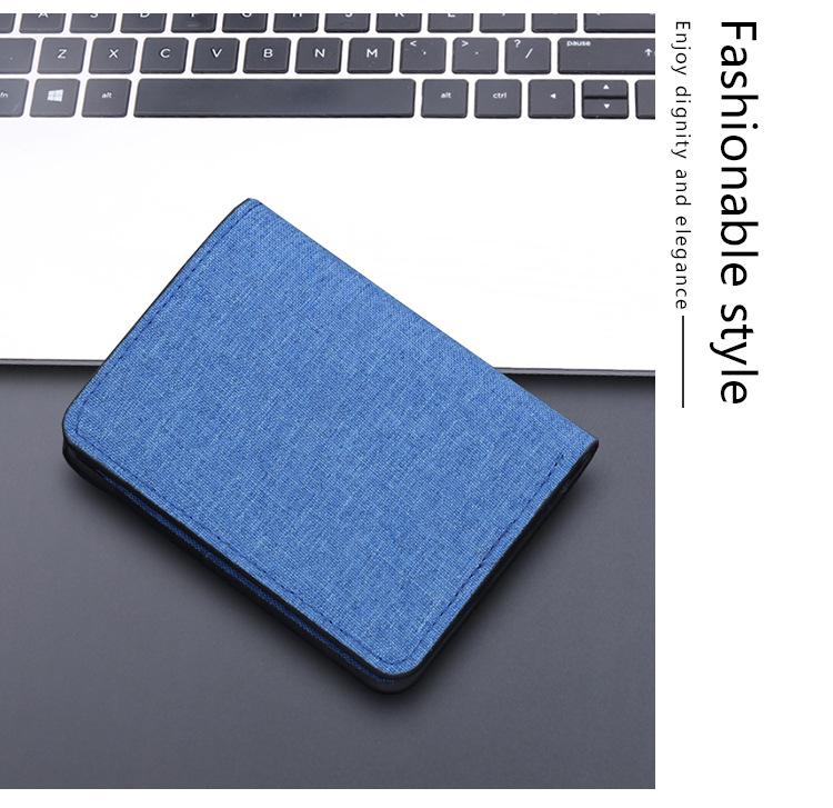 Vertical Canvas Leather Money Clip Men's Wallet
