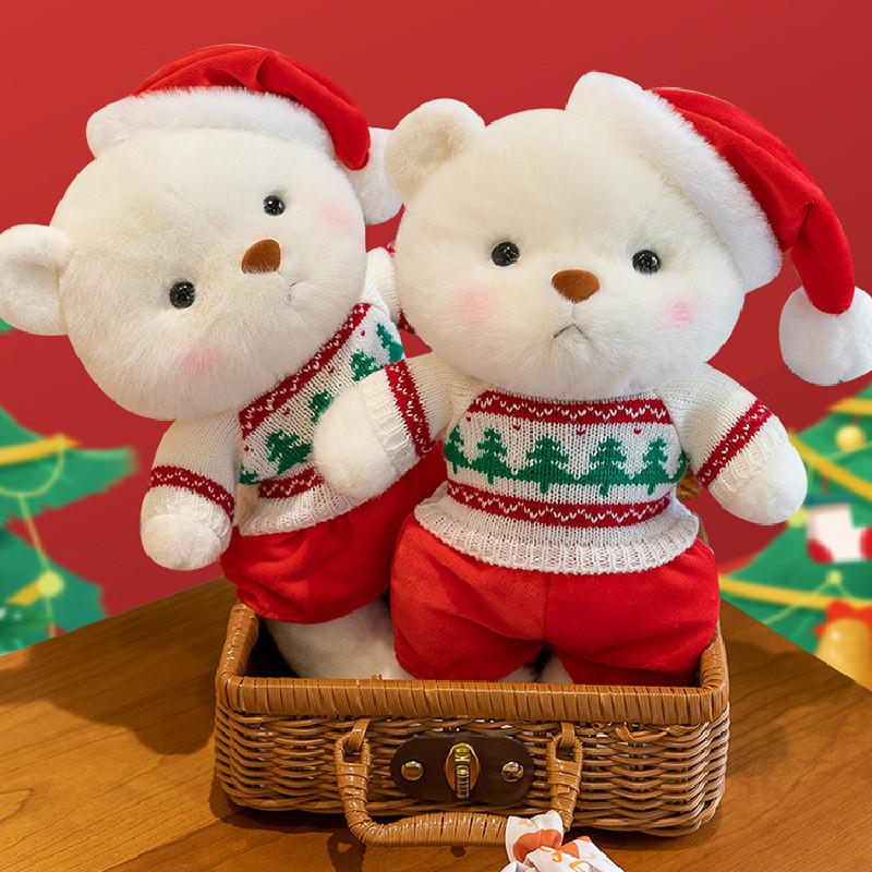 Adorable Christmas Bear Plush Toy Gift Soft Teddy Bear Doll Perfect For Children Sleepovers