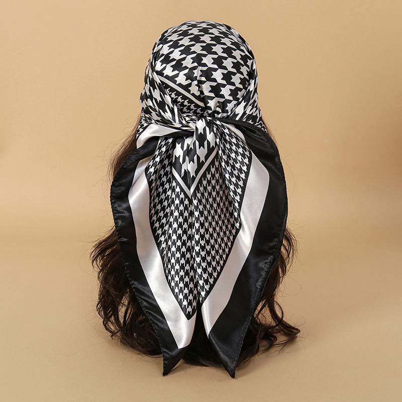 90x90CM Square Scarf New Luxury Design Popular Silk Style The Four Seasons Scarves Women Sunscreen Beach Kerchief Hijab