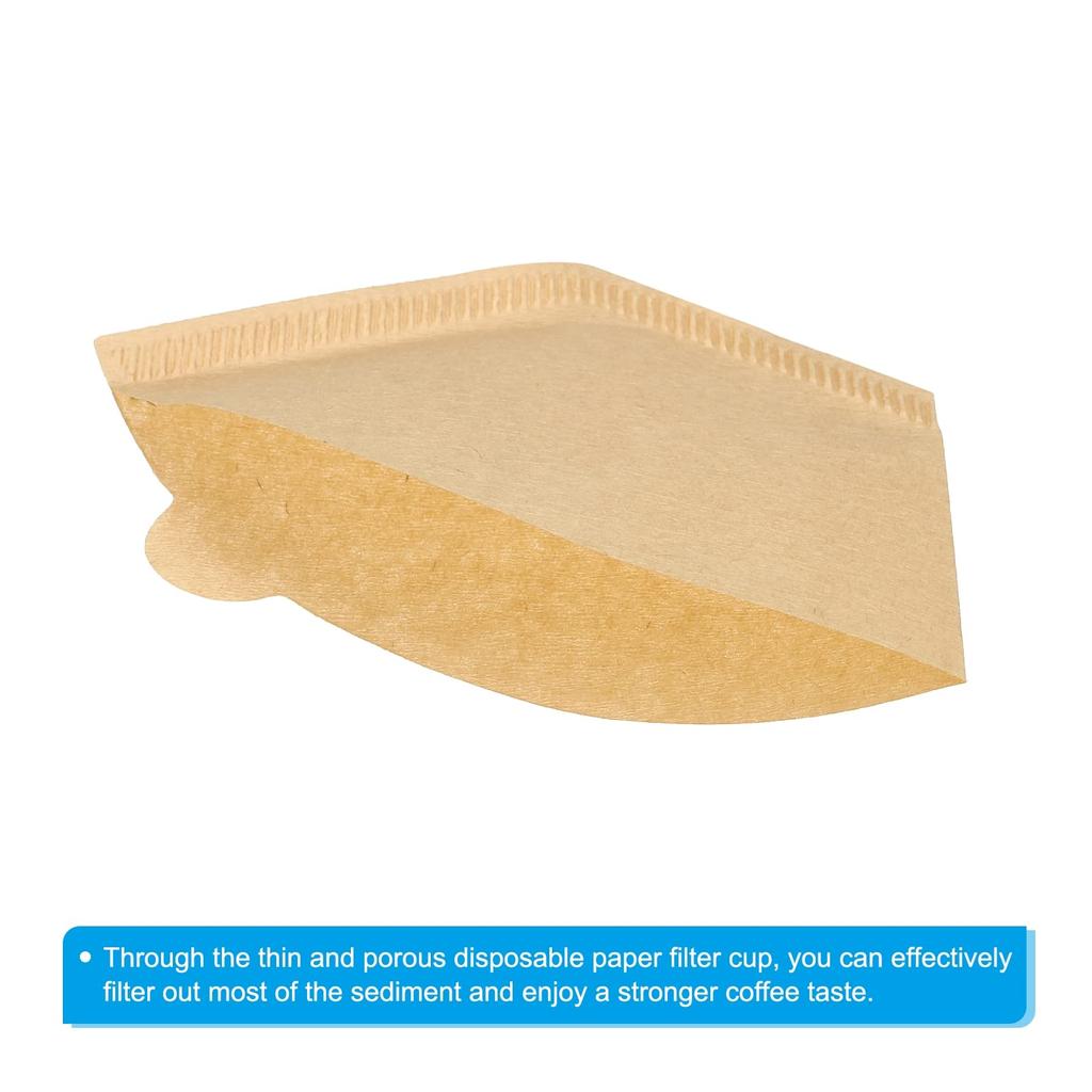 PATIKIL 1-2 Cup Cone Coffee Paper Filter Brown Paper 125 X 50 X 80 Mm Disposable Pour Over Drip Brew for Cafe Office Home Natural Brown 200 Pieces