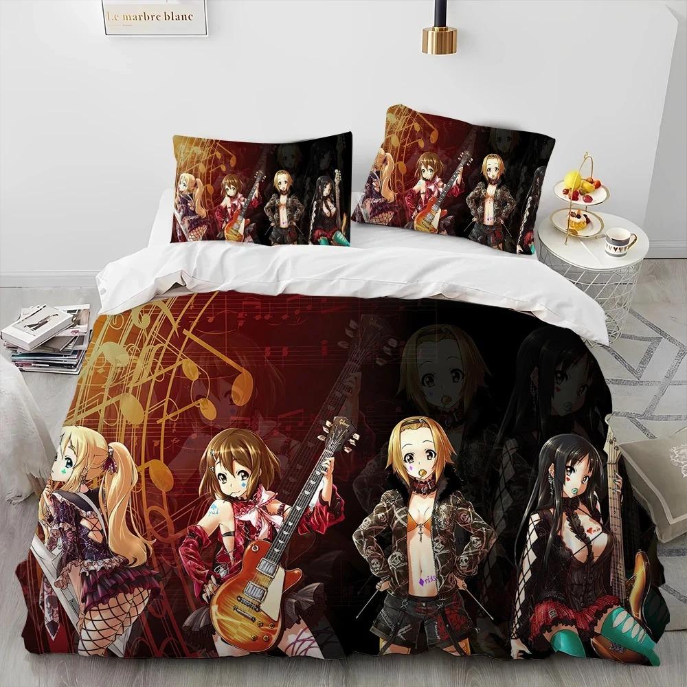 K-ON Kawaii Girls Anime Bedding Set Boys Girls Twin Queen King Size Duvet Cover Pillowcase Bed Boys Adult Home Textileextile
