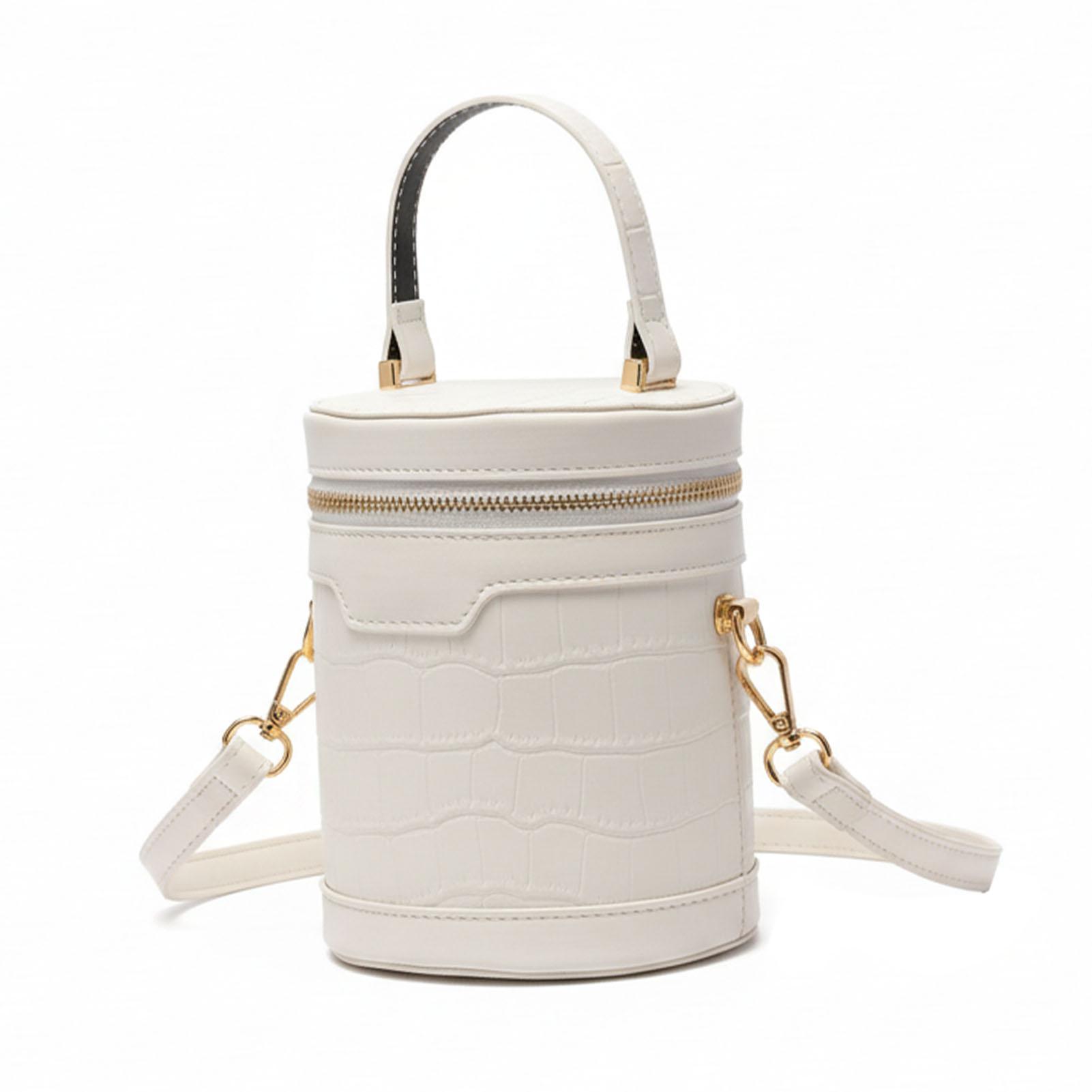 

Модная сумка-тоут цилиндрической формы женская из ПУ кожи регулируемая элегантная сумка-мессенджер для повседневной работы белая