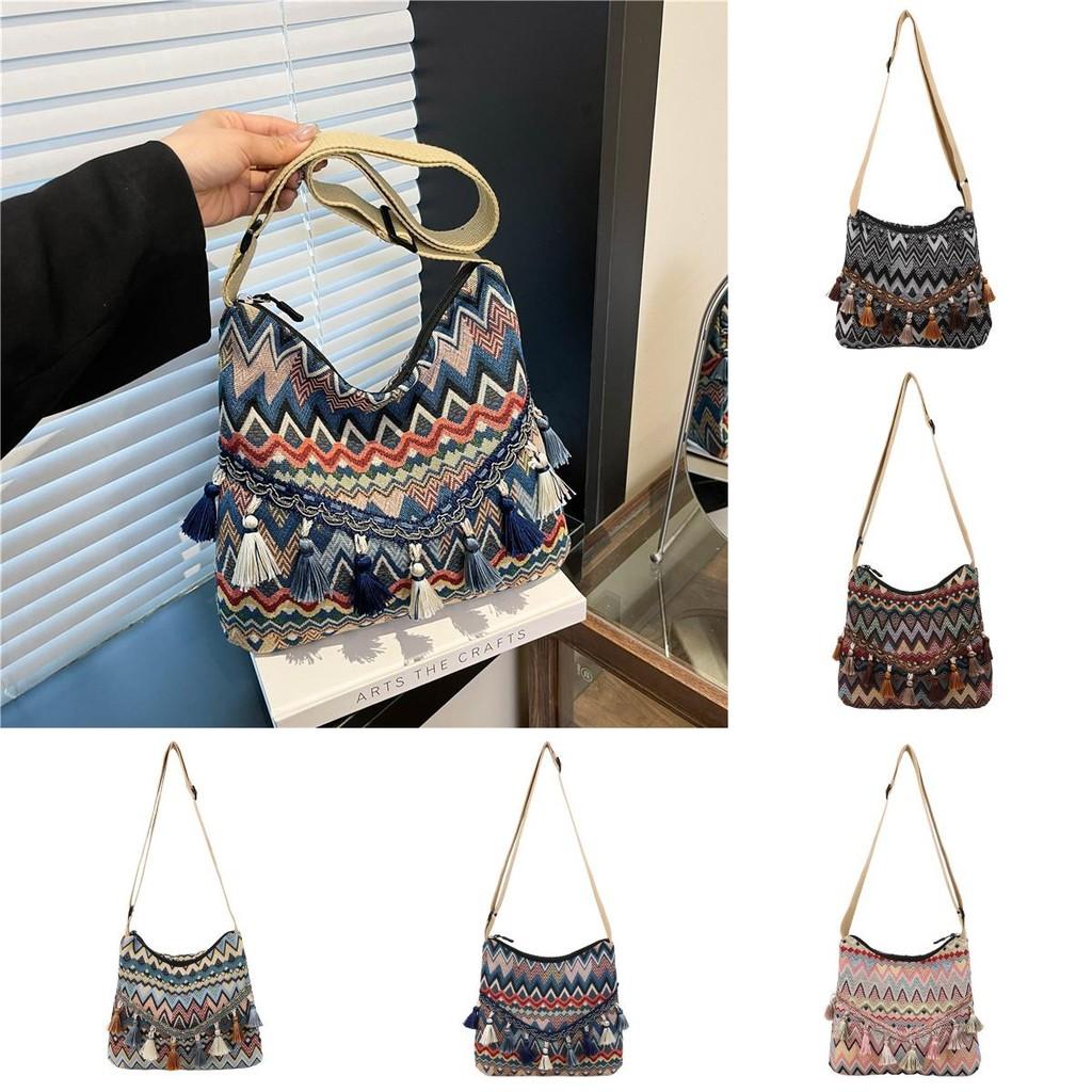 Ethnic Style Casual Shoulder Bag With Tassels For Daily Use And Travel