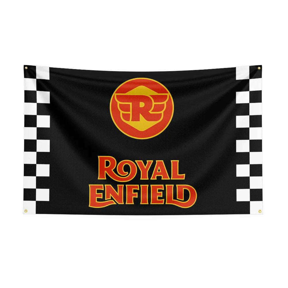 3x5 Ft RRoyal enfields Motorfiets Vlag Polyester Digitale Print Banner voor Garage Muurkunst Buiten Decoratie