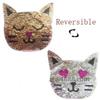 Cute DIY Patch Sewn on Clothes Cat Flip Cartoon Sequin Cloth Sticker Apparel Sewing Supplies Arts Crafts